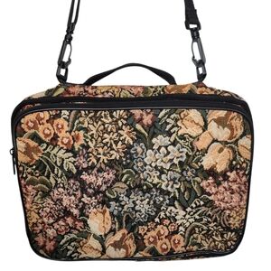 Floral Tapestry Hanging Organizer Travel Makeup Jewelry Craft Storage Bag